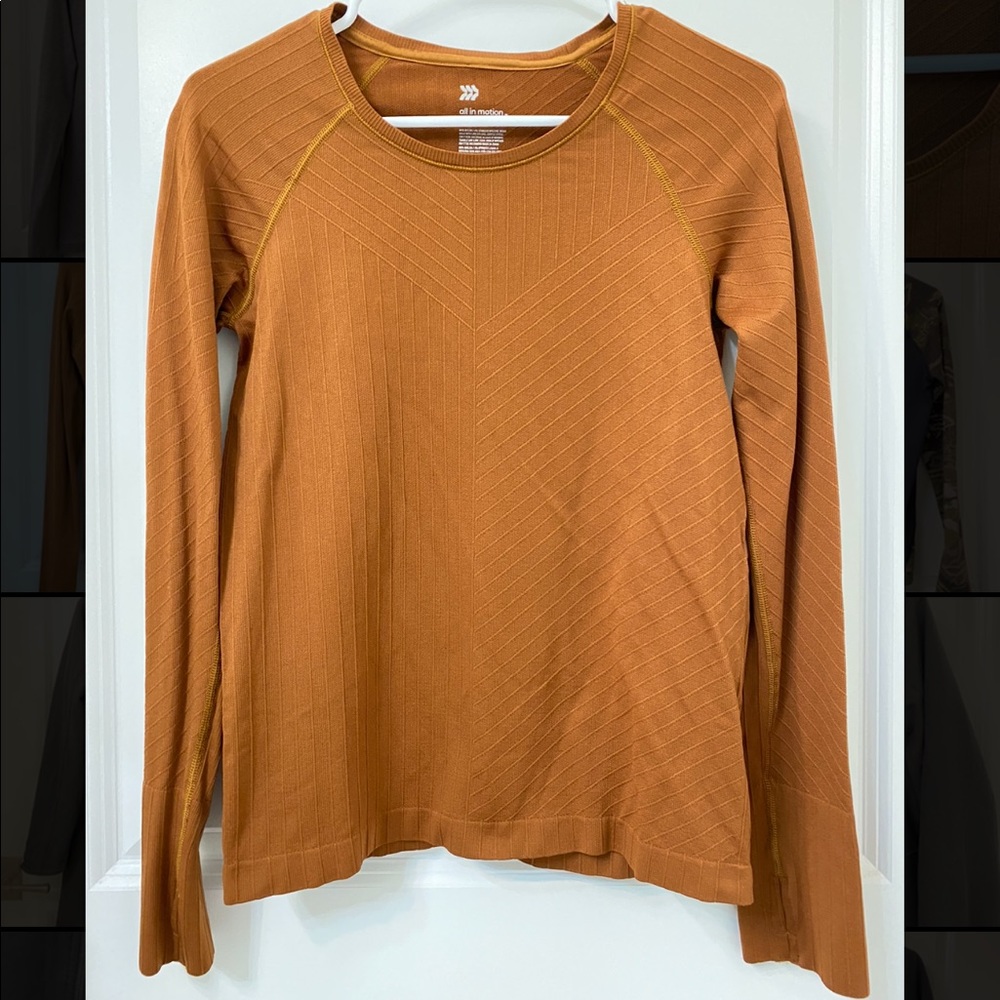 Target Long Sleeve Workout Shirt, Rust, Dry-Wicking, Womens, Size Small